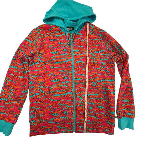 Ethika Abstract Camo Full Zip Hoodie Men XL Pink Orange Blue Full Zip Jacket - Picture 12 of 14